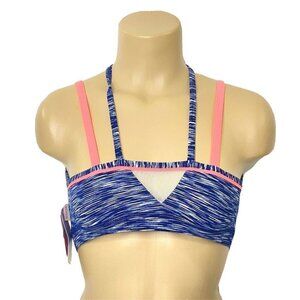 KOS USA Women’s size Medium Sports Athletic Bra Top Blue Pink White
